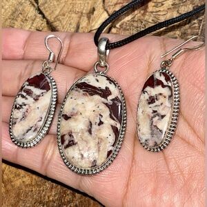 Coconut Jasper Pendant & Earrings Set
